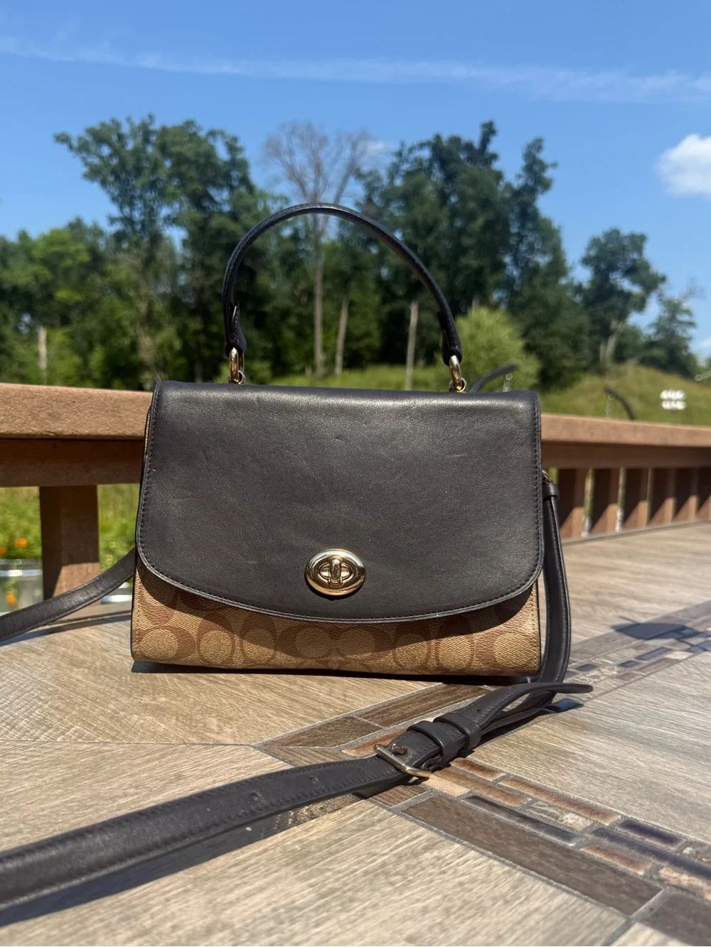 Coach Tilly Top Handle Satchel (Model F76620) in Signature Canvas and Leather. - Picture 3 of 12